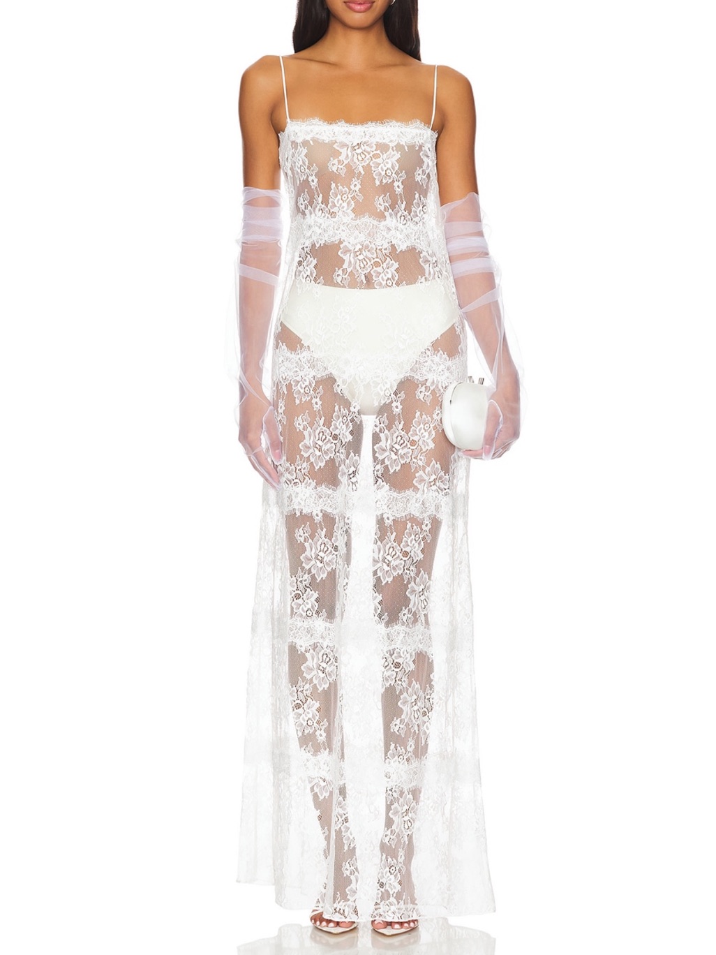 Lovers And Friends Maggie Macdonald Millie Sheer Maxi Dress In White